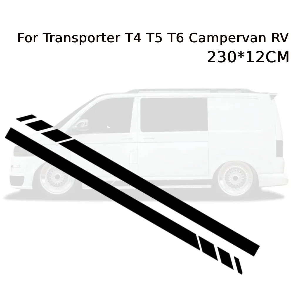 

230*12CM Stickers Black Side Stripes Stickers Decals For Transporter T4 T5 Campervan RV Automobile Accessories
