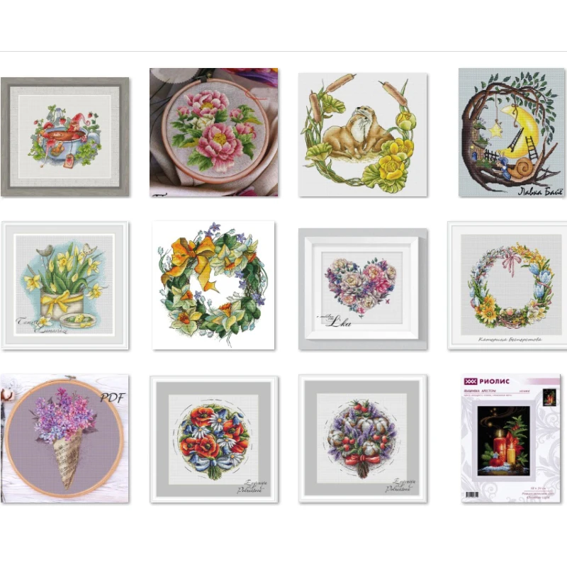 

SUMMER Berry Garland 30-30 18ct 14ct 22ct cotton fabric cloth cotton thread embroidery handmade home cross stitch kits