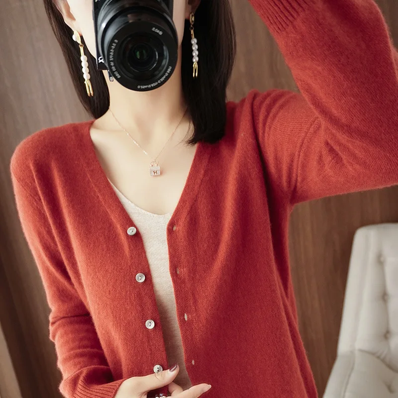Women Cardigans 2023 Autumn Winter Single Breasted Knitwears Long Sleeve Warm Knit Cardigan Korean Fashion Spring casual Sweater_voghion.com