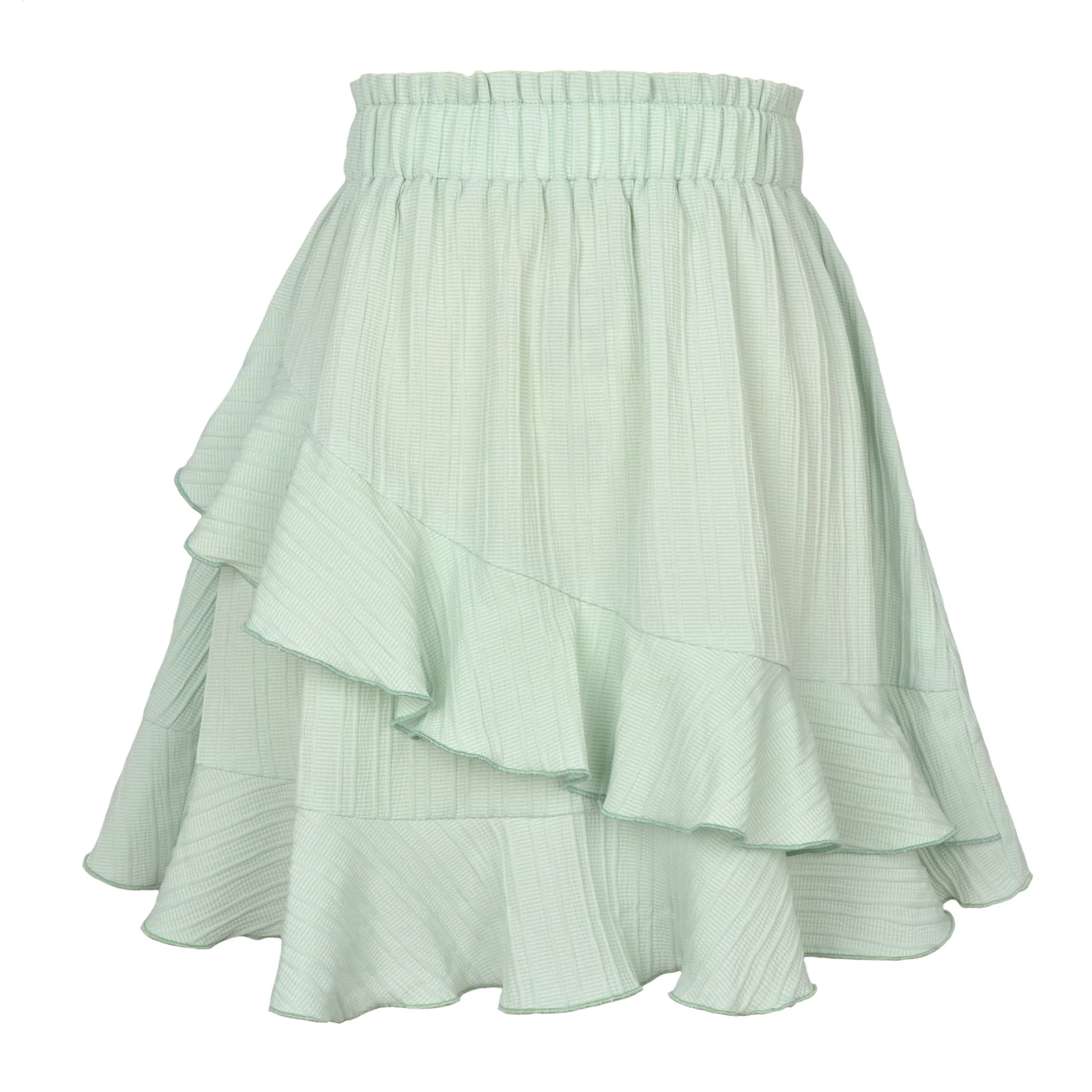 

Fashionable Summer Women's Ruffle Skirt Casual Sweet High Waist Irregular Solid Short Grassland Women's A-line Mini Skirt 2023