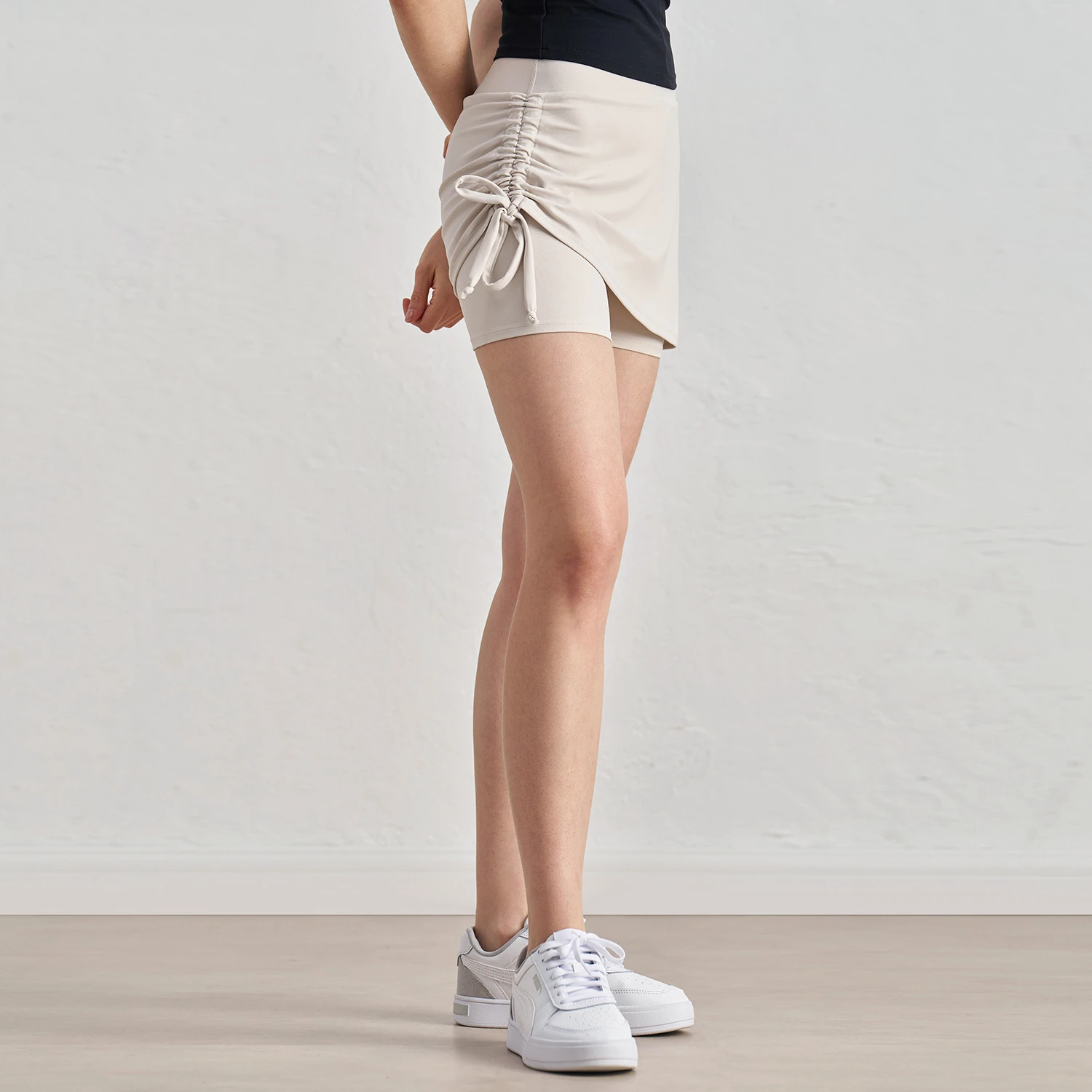 Mermaid Curve Sexy Exterior Drawstring Sports Skirt Fake Two-piece Anti-light Hip Covering Yoga Skirt Outdoor Tennis