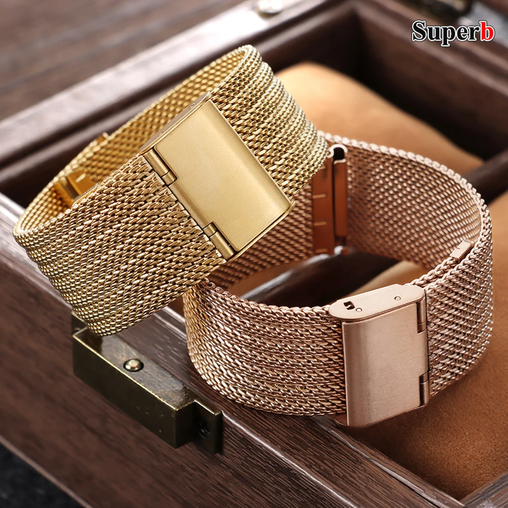 Milanese Mesh Stainless Steel Watch Band Bracelet - Business Edition (1.8mm Thickness)