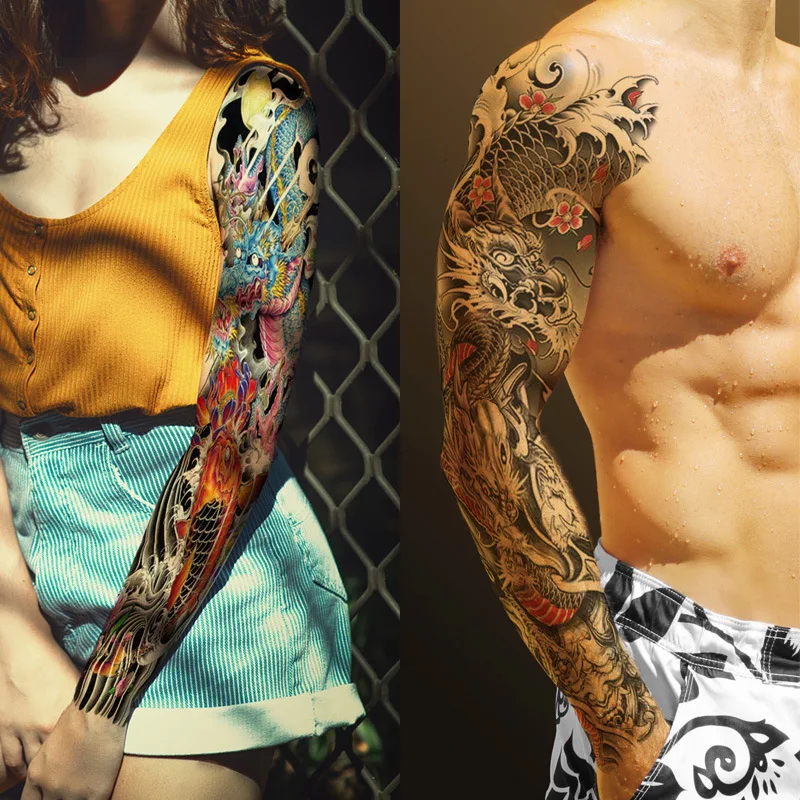 

Waterproof Temporary Tattoo Sticker Japanese Style Black Dragon Body Art Fake Tattoos Women Men Flash Tattoo Arm Female Male