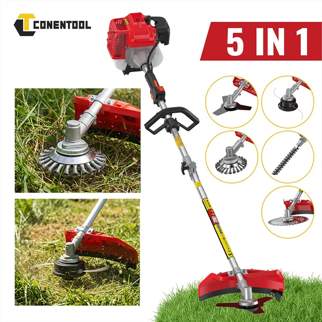 Débroussailleuse à essence Conentool 11000 tr/min 52 cm³ 5-en-1, coupe-herbe portatif de jardin, taille-haie 2 temps, outil tronçonneuse 1