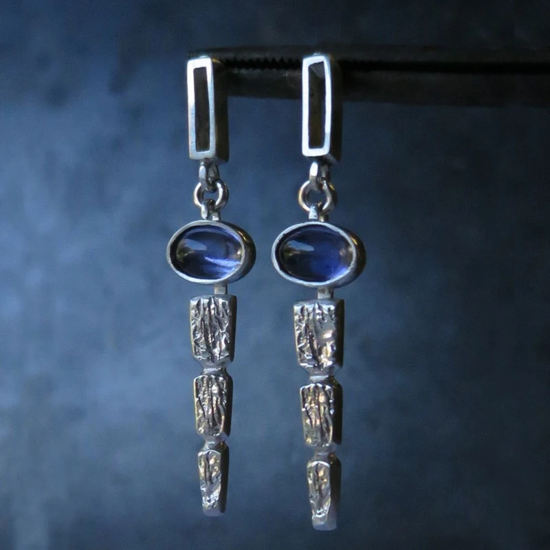 

Vintage Blue Color Crystal Zircon Long Earrings for Women Girls New Creative Geometry Dangle Earring Wedding Party Jewelry Gifts