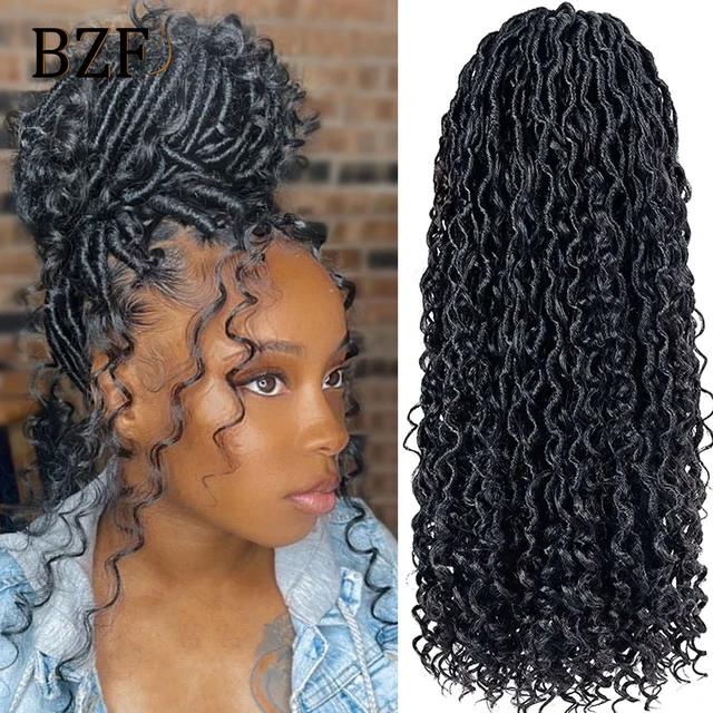 1B Curly Faux Locs Crochet Hair 18Inch Goddess Locs Crochet Hair 1B 99J Pre  Looped Synthetic Braiding Hair Extensions For Women - AliExpress