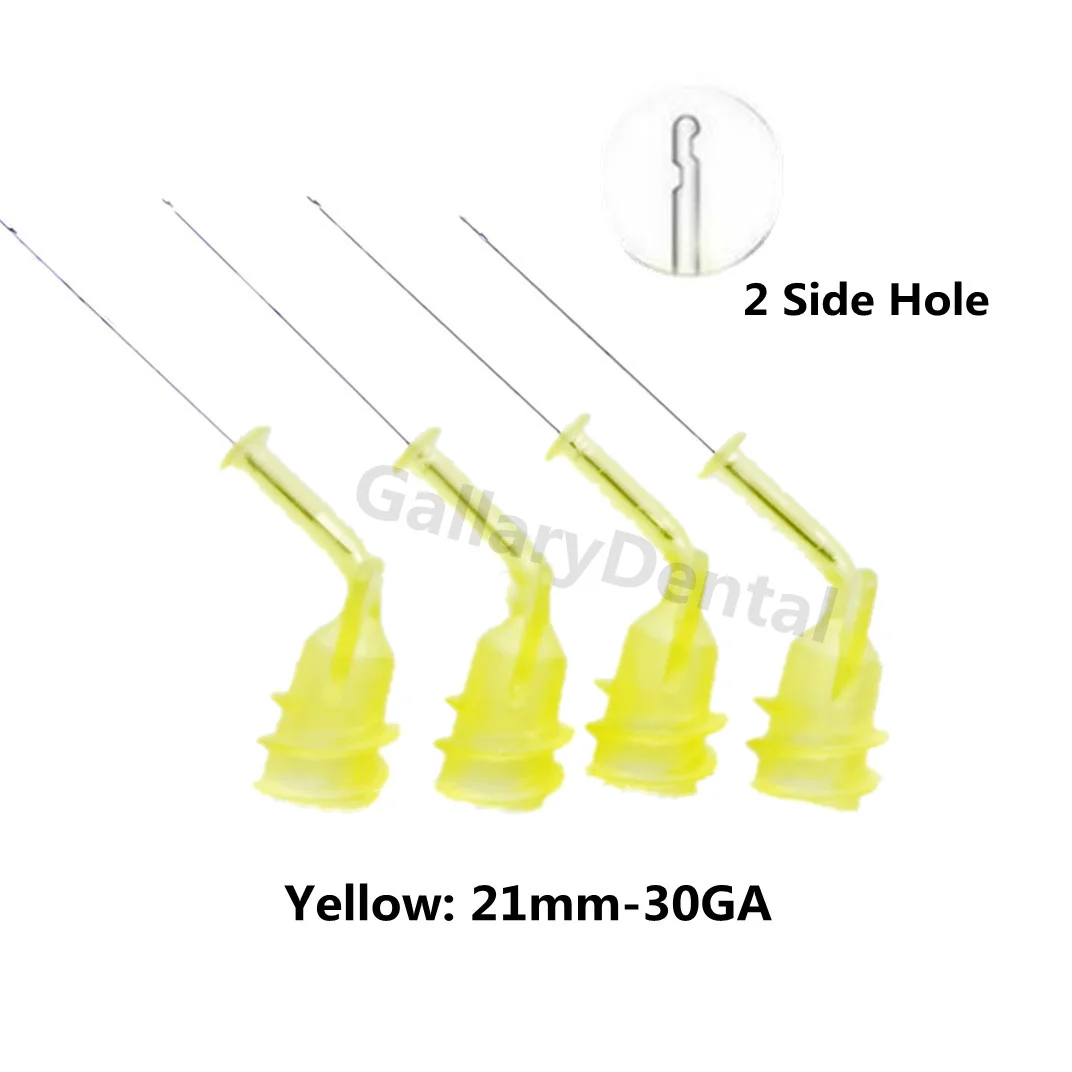 

Dental Irrigation Tips Sideport Smallest Irrigator Tip Deliver Syringe Tips Disposable 2-Side Hole Yellow-21mm