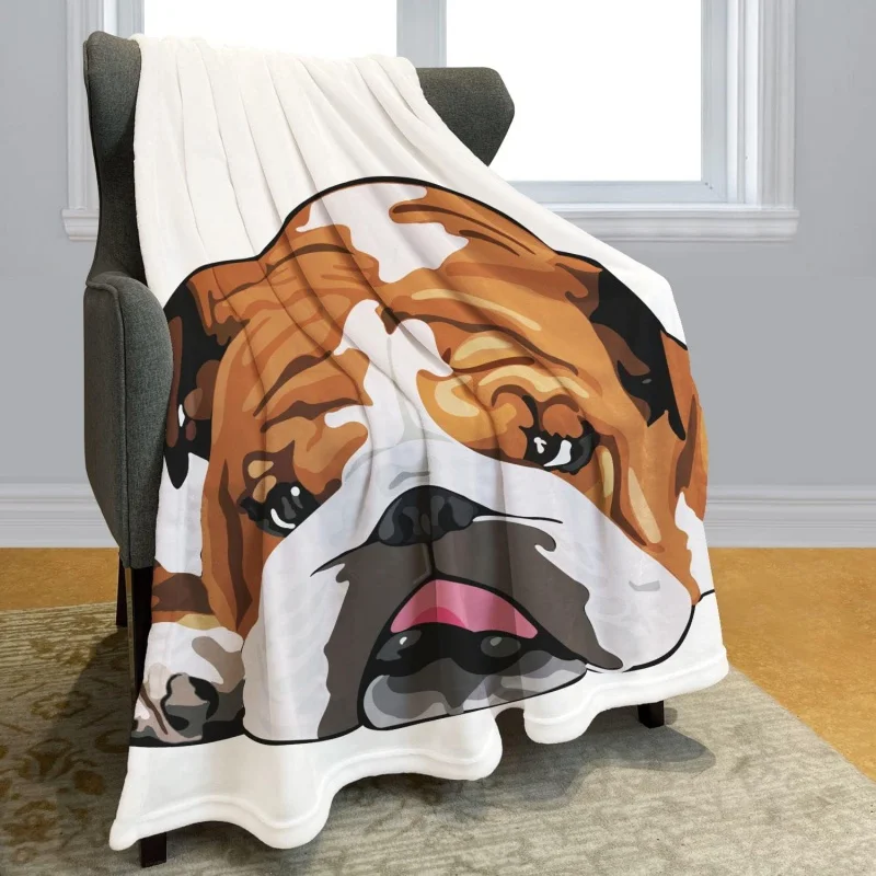 

English Bulldog Throw Cute Dog Sleeping Fleece Blanket Soft Warm Cozy for Sofa Couch Bed 50"x60"