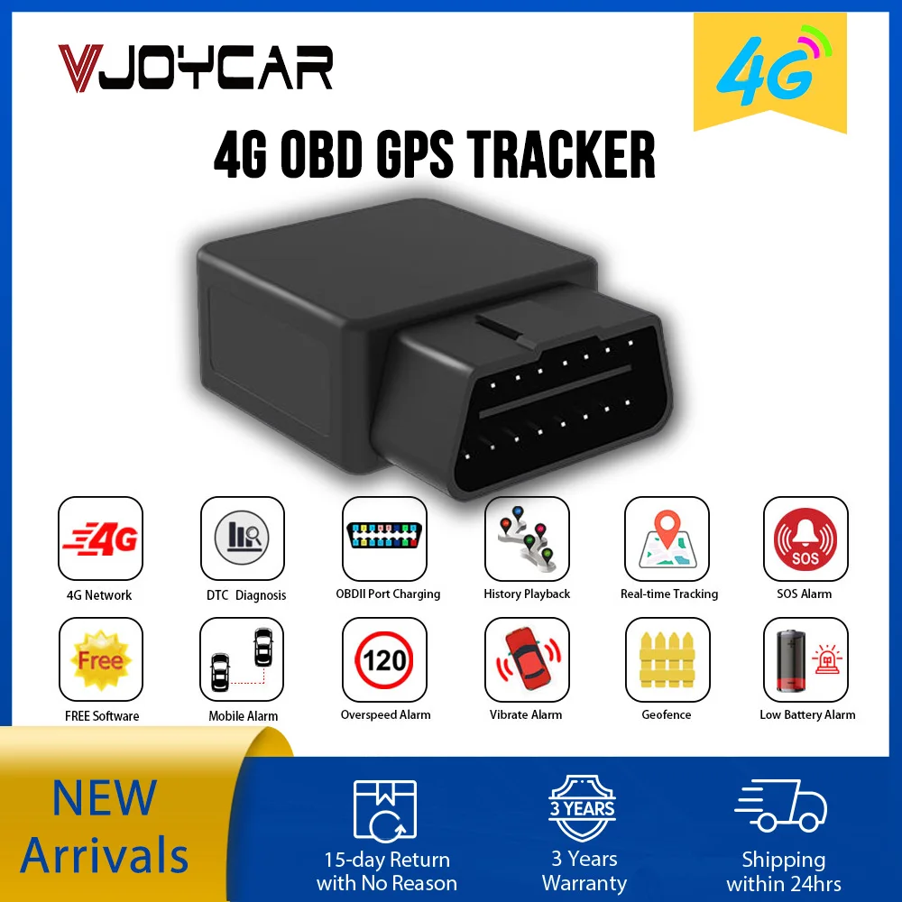 Upgrade Real 4G LTE GPS Tracker Car OBD Locator OBDii Tracking Device Vibration Alarm Geo-fence Real Time Tracking