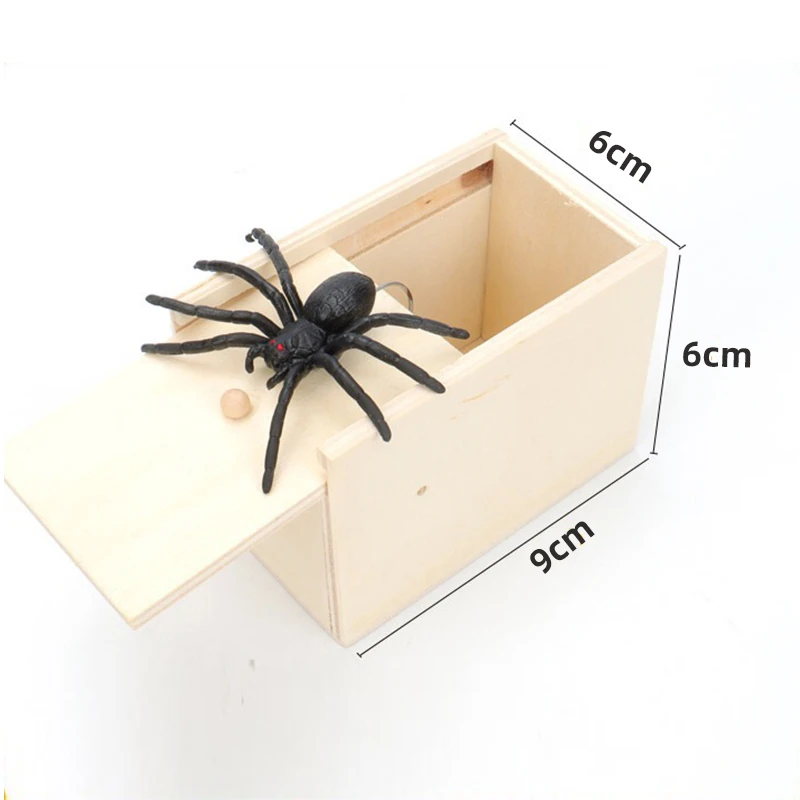 Prank toys joke toys tricky toy spider box 1PC Funny Wooden Creative Prank Spider Scare Box Hidden Surprise Gifts Toy For Kid Adult Xmas Halloween April Fool Funny Toys