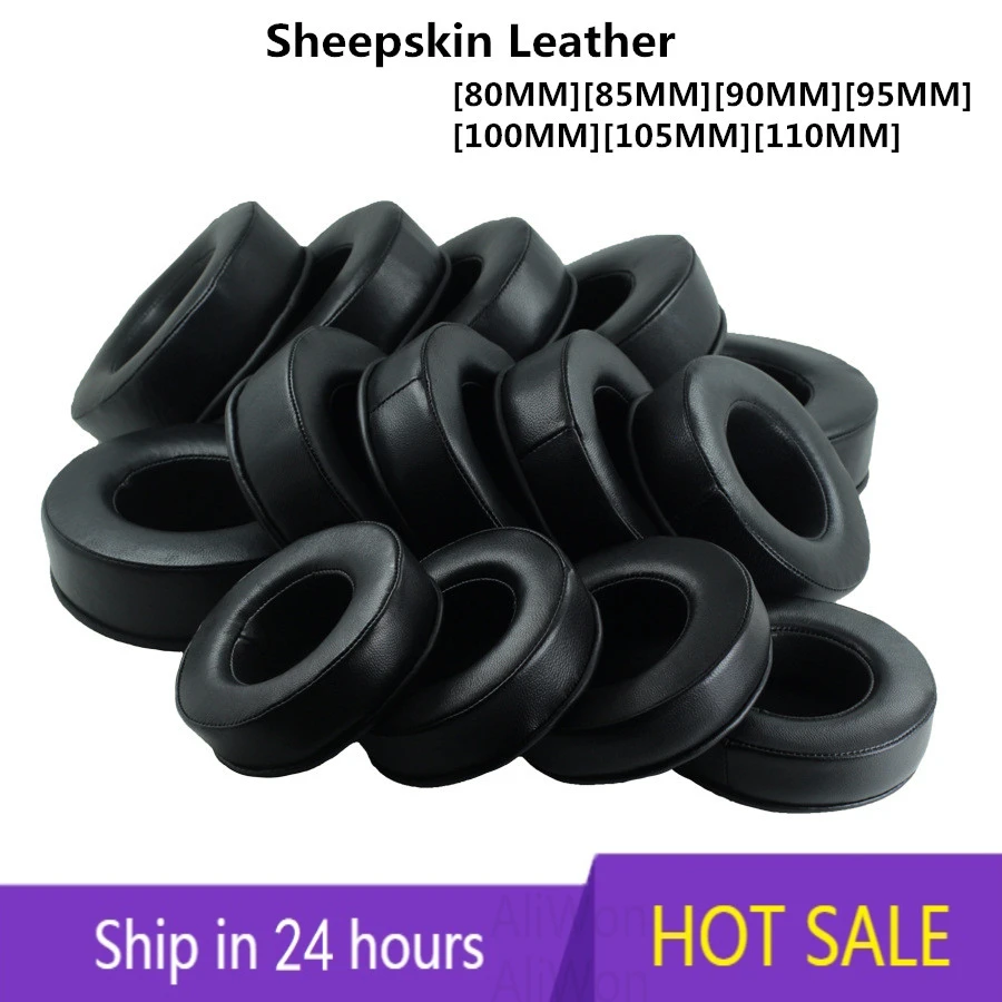 Couro de Pele de Carneiro Rodada de Substituição Earpad 70 mm 75 mm 80 mm 85 mm 90 mm 95 Milímetros 100 Milímetros 105 Milímetros 110 Milímetros Copos de Orelha Almofadas para Fones de Ouvido Enseada