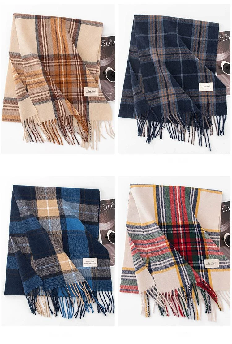 Cashmere Scarf Plaid Shawl Warm Winter Scarf For Women Versatile_voghion.com