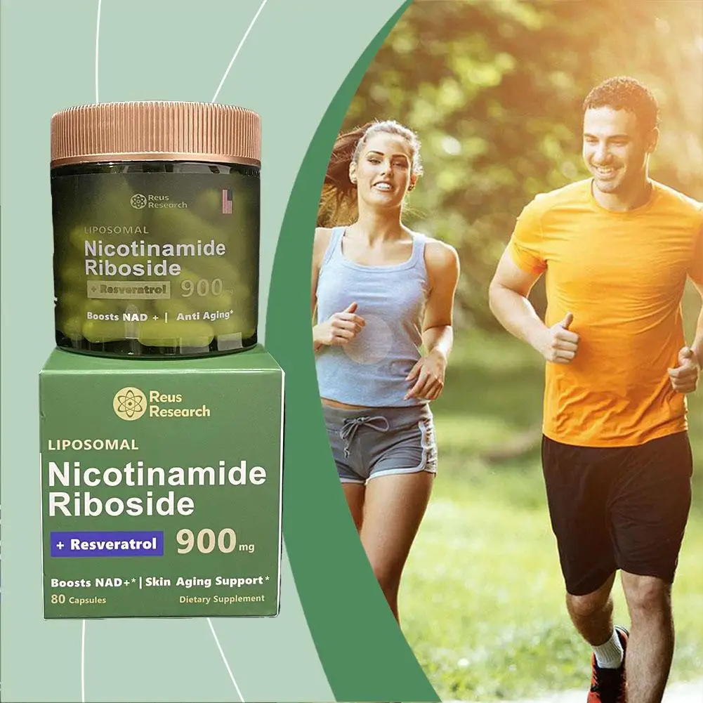 Nad Supplements 20Bottles NAD+ Supplement Capsules-Liposomal Nicotinamide Riboside Capsules 900mg With Resveratrol 80pcs/Bottle