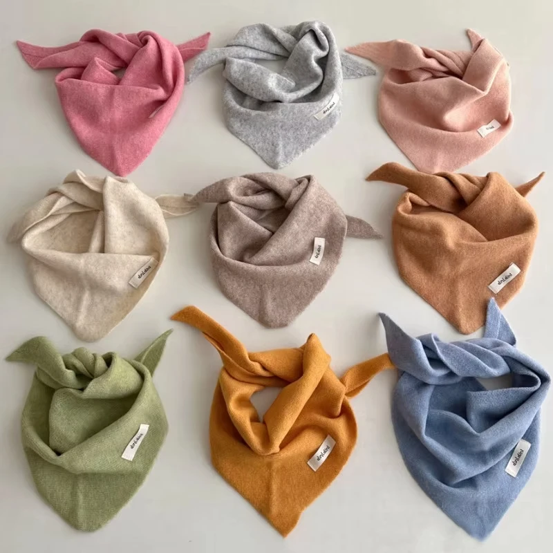 Baby Scarf Wool Scarf Winter Wool Baby Scarf Warm Cashmere Triangle Neckerchief Shawl Solid Color Kids Boys Girls Drool Saliva Towels