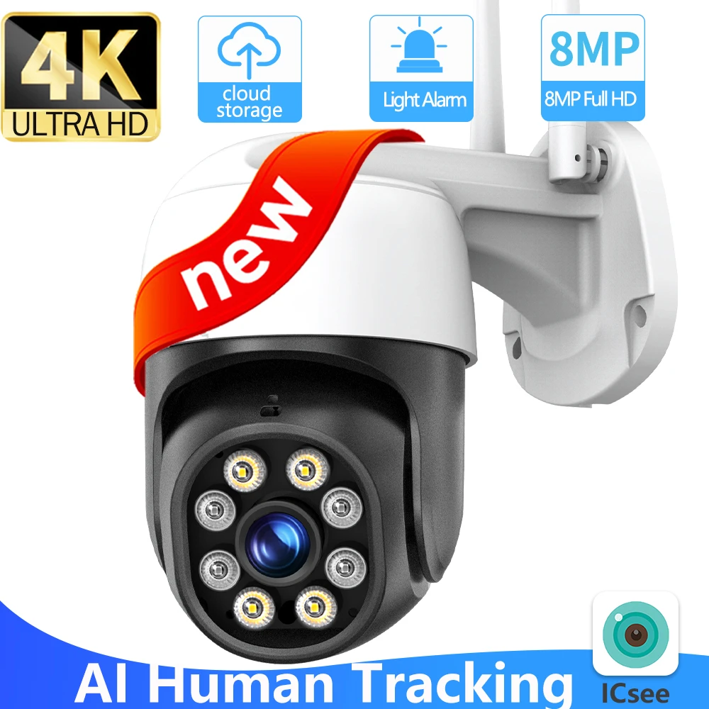 8MP 4K PTZ  IP Camera WiFi 360 5MP Security CCTV Cam Video Surveillance Outdoor 3MP AI Tracking iCsee Home Protection Mini Dome