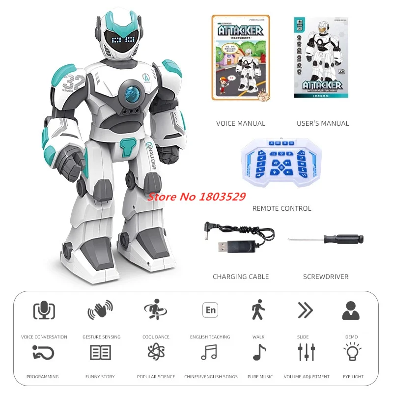 Intelligent Voice Robot Programming Voice Conversation Gesture Induction Interactive Smart Robot Music 2.4G Control 40cm Large