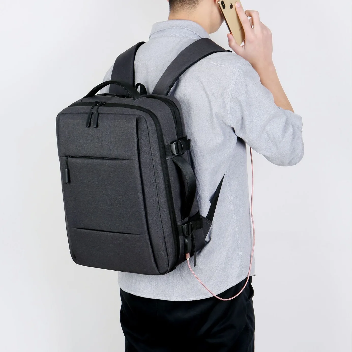 Classic Travel Backpack Men Business Backpack School Expandable USB Bag Large Capacity Laptop Waterproof Fashion Backpack