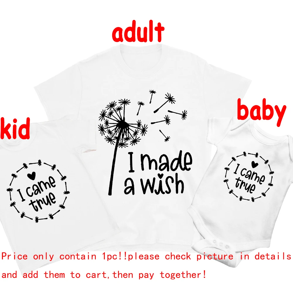 Mommy  Kid and Baby Matching Shirts I Made A Wish Tee I Came True Wishes Family Matching Outfits Mothers Day Gift Baby Bodysuit 4