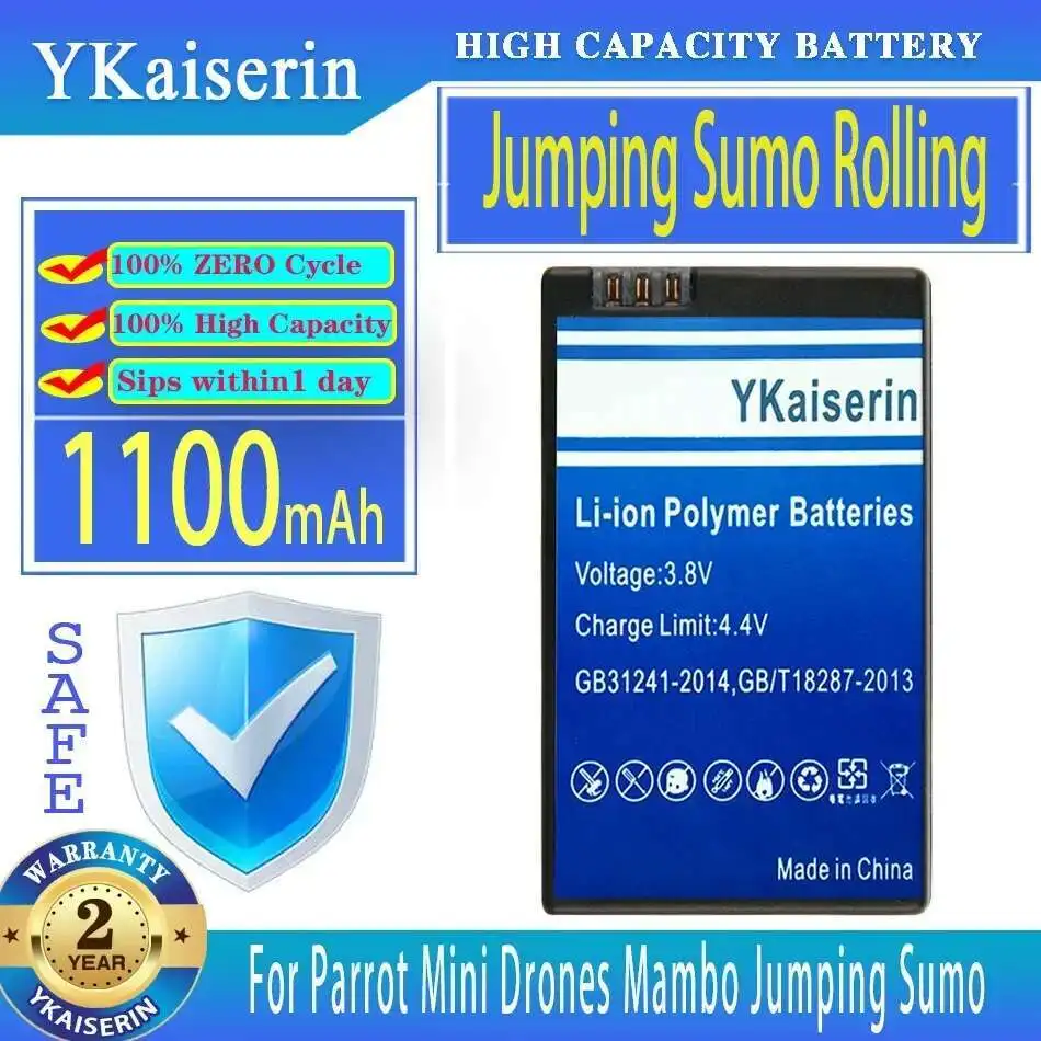 Batterie Mini Drone 1100mAh Longue Durée pour Parrot Mambo Jumping Sumo Rolling Spider