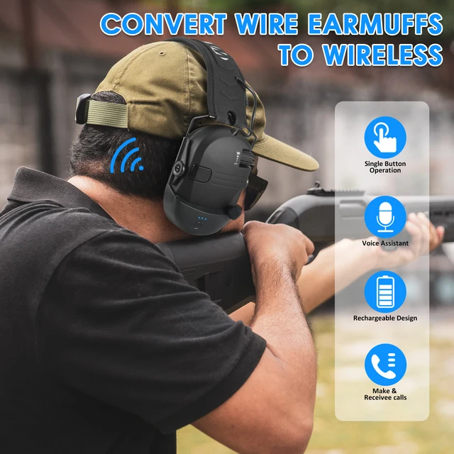 Electronic Anti-noise Shooting Earmuff with Bluetooth Adapter Tactical Hunting Headphone Hearing Protection Headset 5
