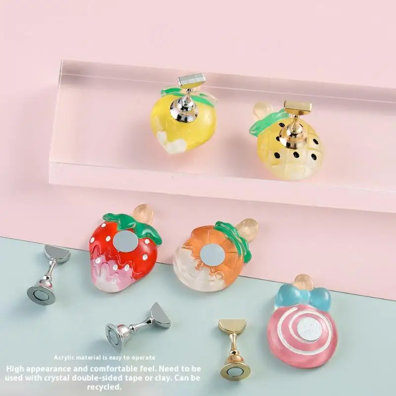 아크릴 네일 홀더 연습용 젤 폴리쉬 가짜 네일 전시용 귀여운 과일 딸기 트레이 체스 자석 네일 팁 디스플레이 스탠드