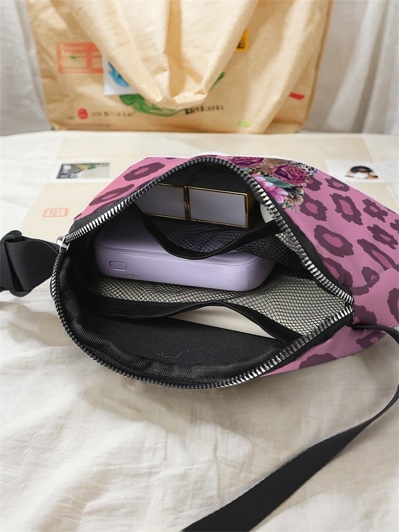 1pc,leopard print tiger fashionable adjustable crossbody bag, neutral sports waist bag, suitable for running