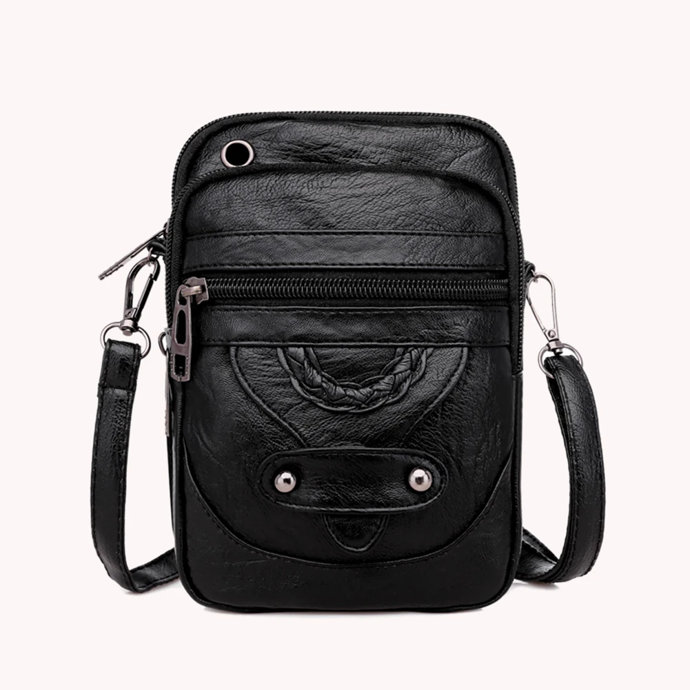Small Crossbody Bag for Women Adjustable Strap Shoulder Bag PU Leather Solid Color Messenger Bag Retro Handbag for Work Travel