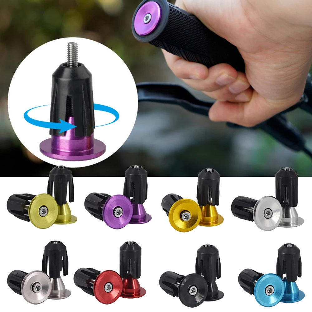 1pair Bike Handlebar End Plug Aluminum Alloy Lock Mtb Handle Bar Grips