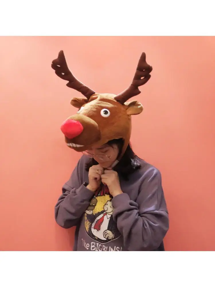 

Cartoon Cartoon Cute Instagram Christmas Moose Reindeer Hat Mask Internet Celebrity Douyin Photo Props
