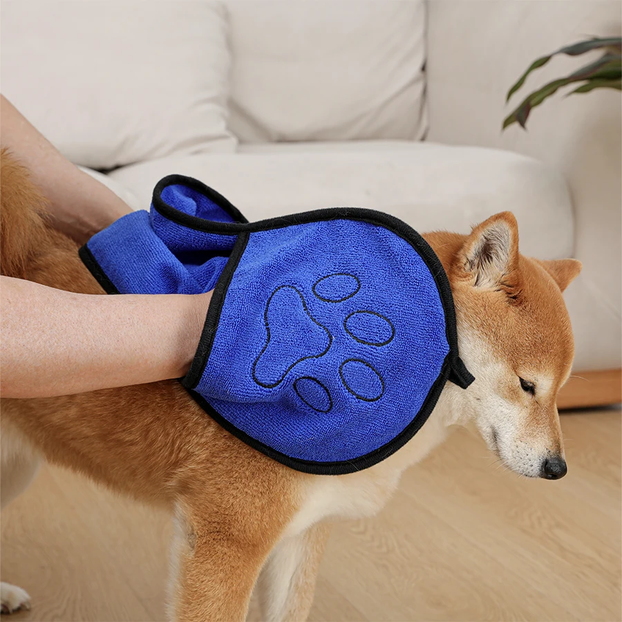 Pet Bath Towel Pocket Dog Bath Towel Microfibre Dog Towel High Absorbency Cat Pet Cleaning Products Supplies