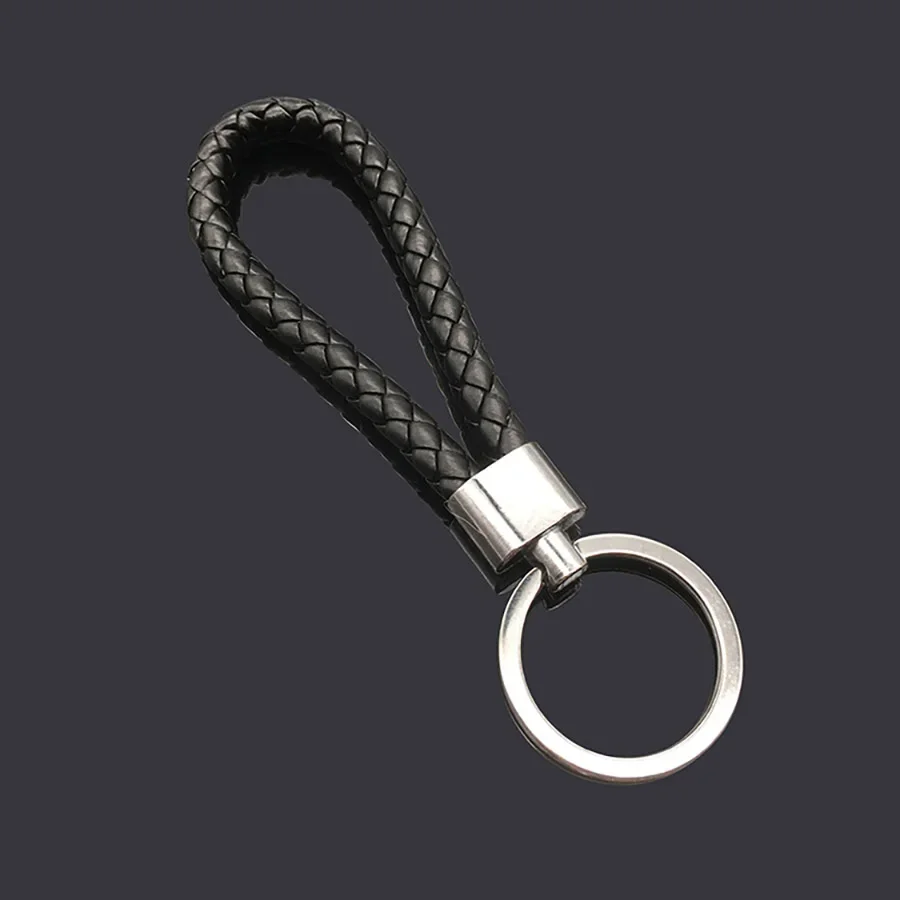 High grade Hand Woven Leather Buckle Car Keychain Keyring Retro Auto ...