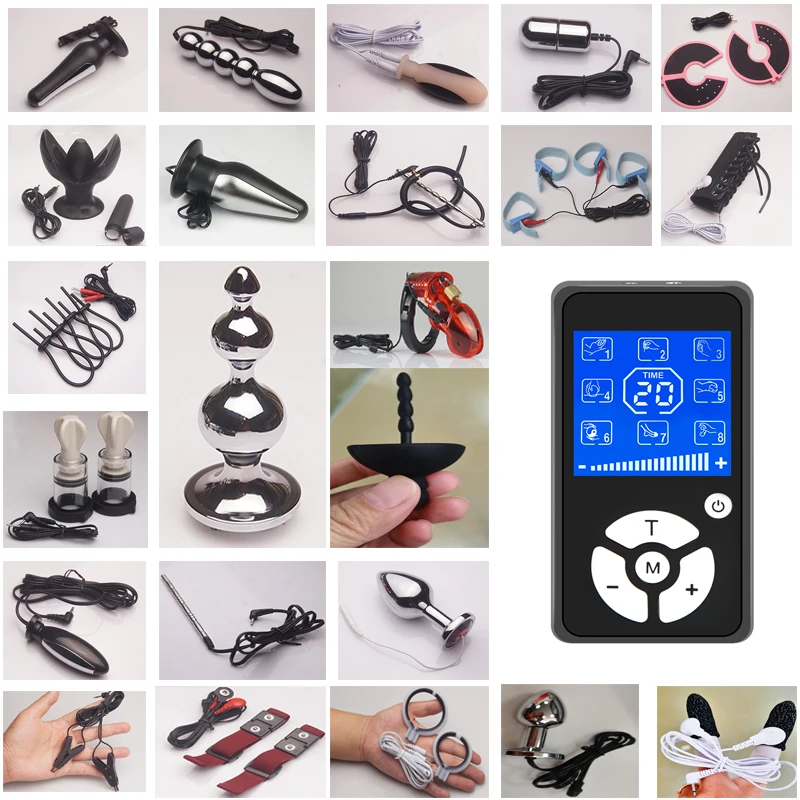 Electro Nipple Clamps Cockring Electro Anal Butt Plug Electric Penis Ring Plug Stimulation Sextoys