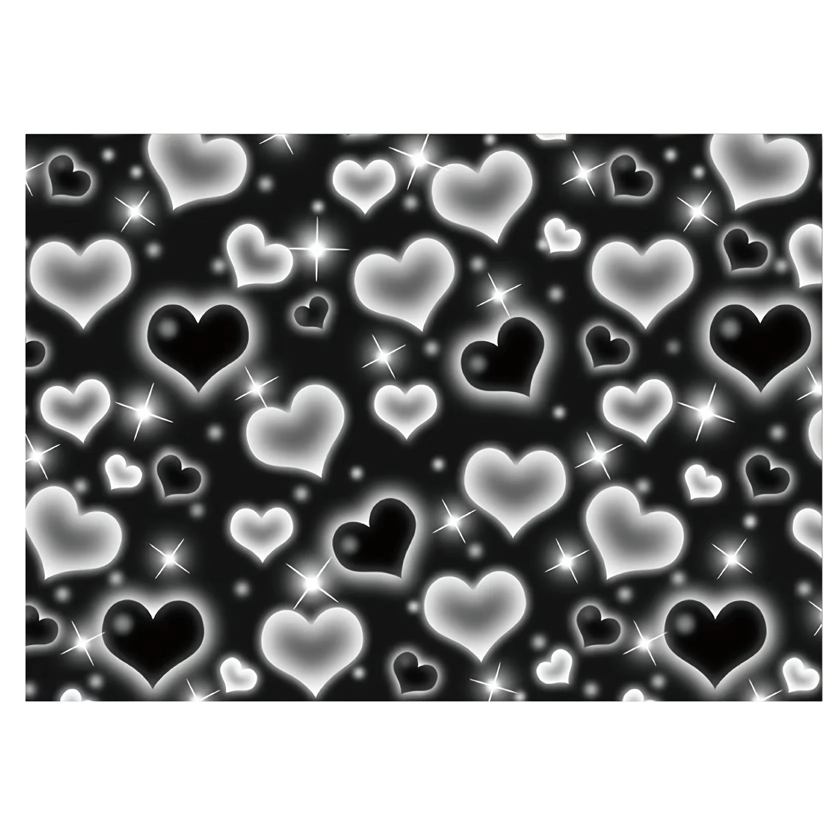 דוגמת לב שחורה באיכות גבוהה בעיצוב 2D בנושא יום האהבה, מתאימה לקישוטי מסיבה מוקדמת ורקע בסגנון וינטאג'.