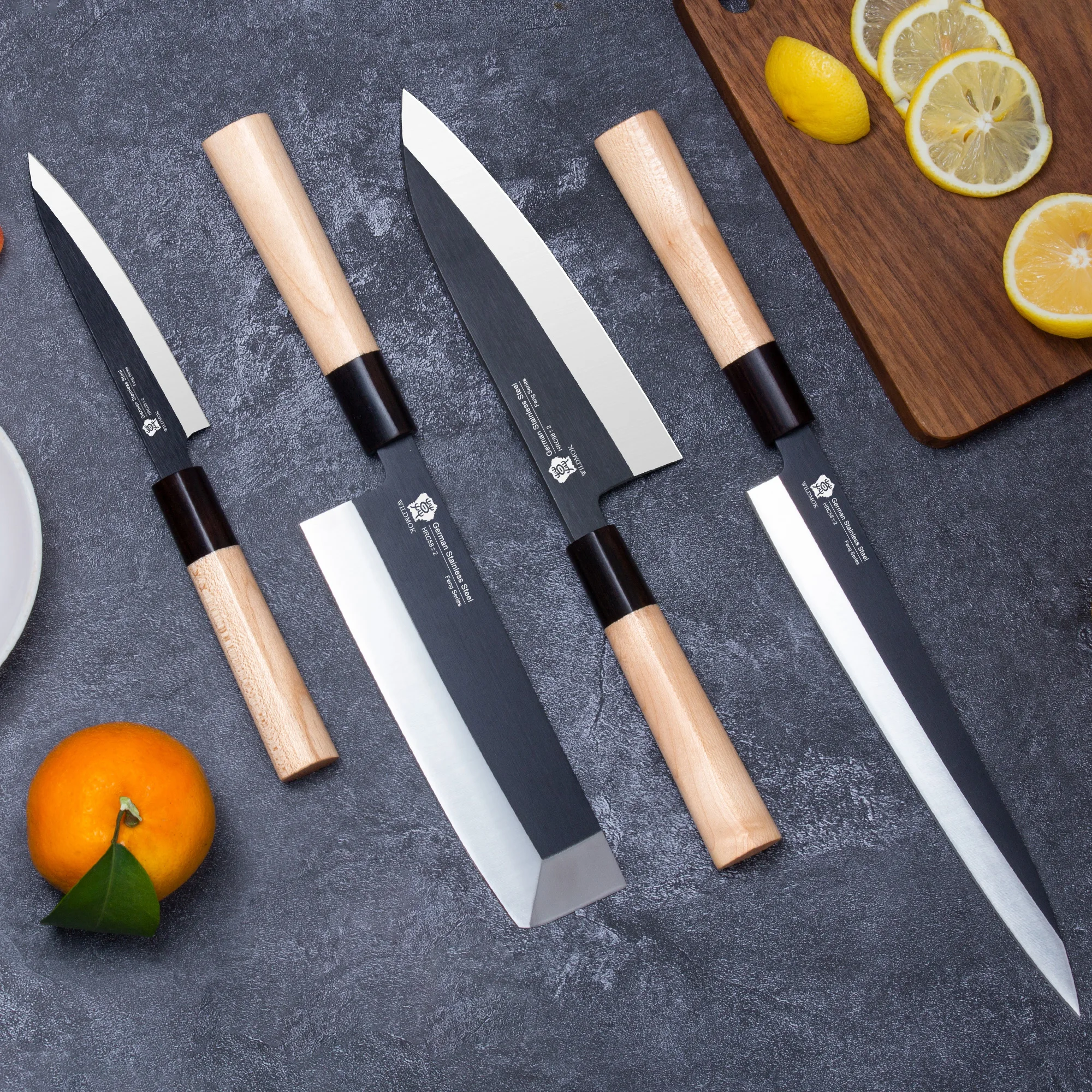 5" Utility Knife Ultra Sharp Fruit and Vegetable Cutting Kitchen Knives Germany Steel & Traditional Wooden Handle