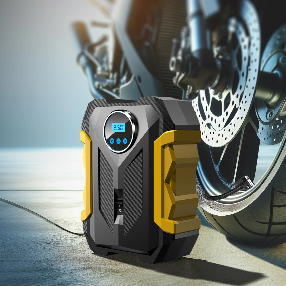 CARSUN Compresor de aire automático digital portátil con inflado de  neumáticos, luz LED, monitor de presión de neumáticos para automóviles y  motocicletas - AliExpress