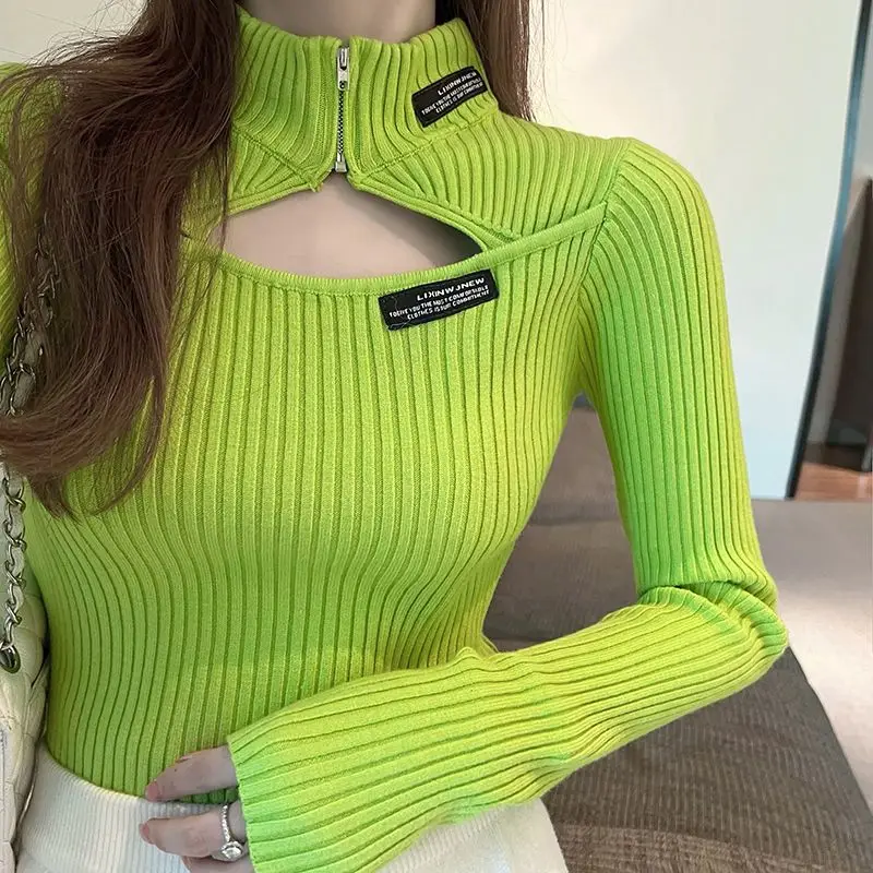 Sexy Basic Turtleneck Women Sweaters Autumn Winter Spring Tops Slim Pullover Knitted Sweater Zipper Jumper Soft Warm Jumper