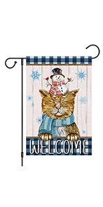 welcome winter cat garden flag