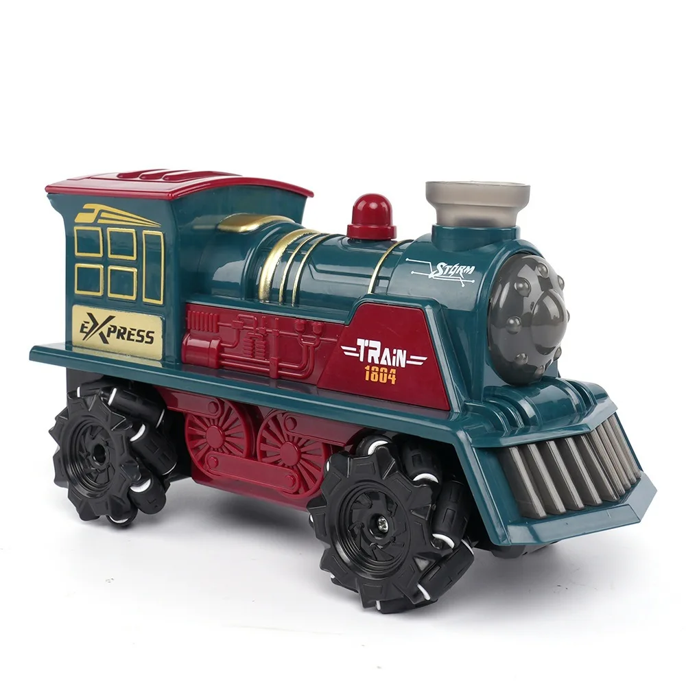 Rc Car Retro Stunt Train Wireless RC spray Car Drift Remote Control Train With Sound And Light Electric Christmas Gifts For Kids
