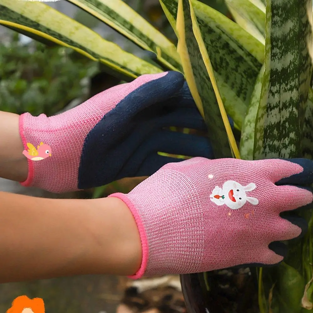 Cartoon Animal Kids Work Gloves Multi-purpose Gardening Glove Camping Wear Resistant Latex Coated Gloves safety work gloves