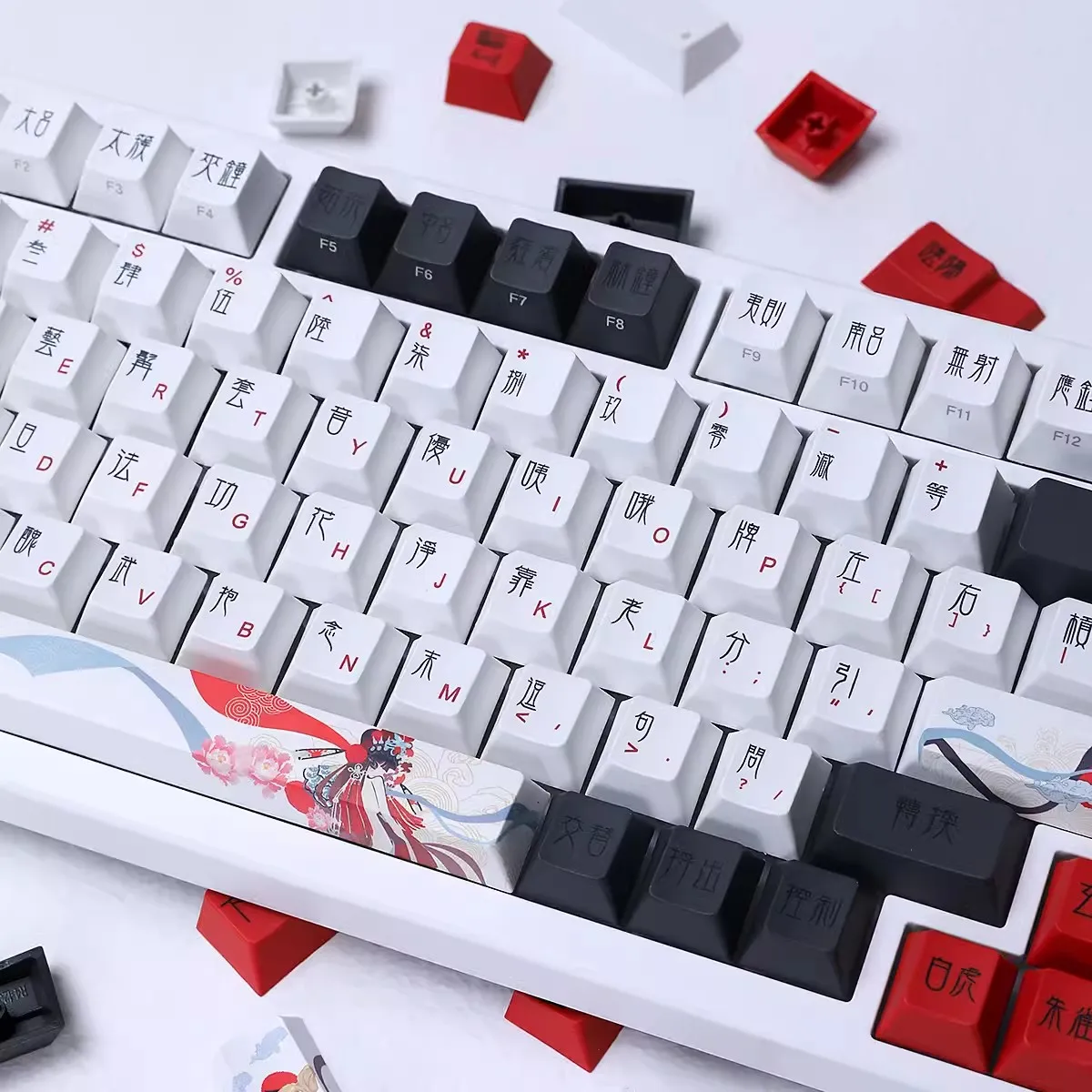 Conjunto de Keycap Estilo Chinês para Teclado Mecânico Pbt Dye Subbed Opera Pbt Perfil Oem 132 Teclas por Conjunto Interruptor mx - Imagem 3