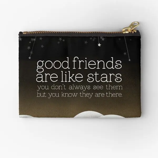 

Good Friends Are Like Stars Quote Zipper Pouches Pure Panties Wallet Storage Packaging Cosmetic Coin Small Socks Bag Men Key