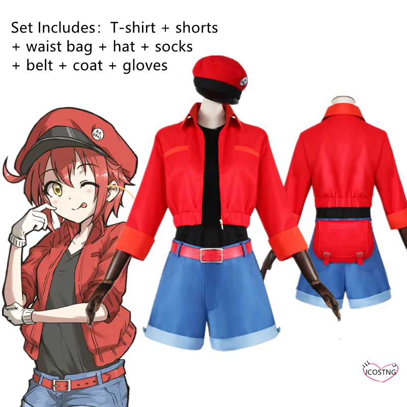 Cells at Work Hataraku Saibou Erythrocite Red Blood Cell Cosplay Costu –  fortunecosplay