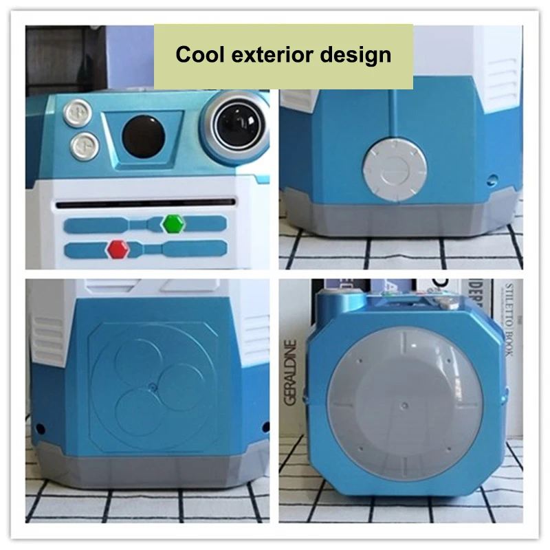 Children's electronic piggy bank, Automatic Cartoon Safe Coins Cash Saving Money Box Password Counter Code Key Lock Coin Bank AT
