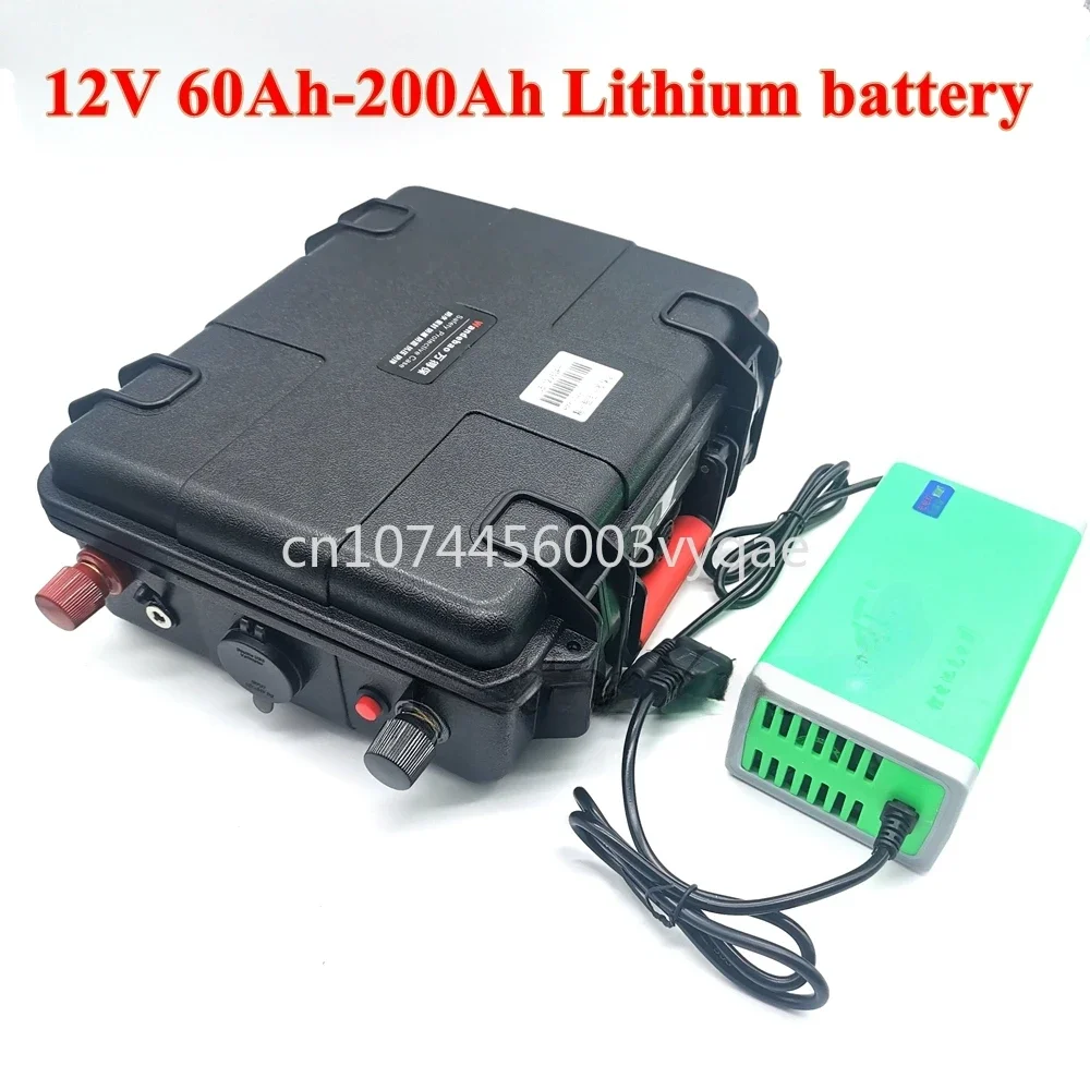 

Waterproof 12V 60Ah 80Ah 100Ah 120Ah 150Ah 200Ah Lithium Battery for Ship Rubber Boat Propeller Trolling Motor+ 10A Charger