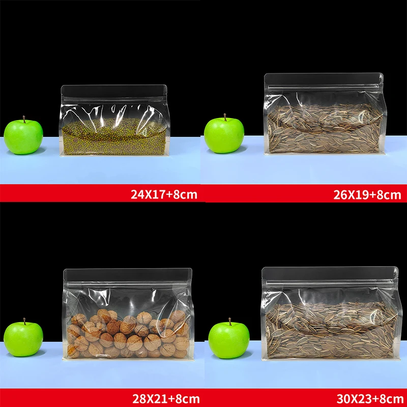 10pcs Transparent Food Bag Self-Sealing Bag With Handle Thickened Plastic Frosted Packaging Reusable Food Storage Ziplock Bag 3