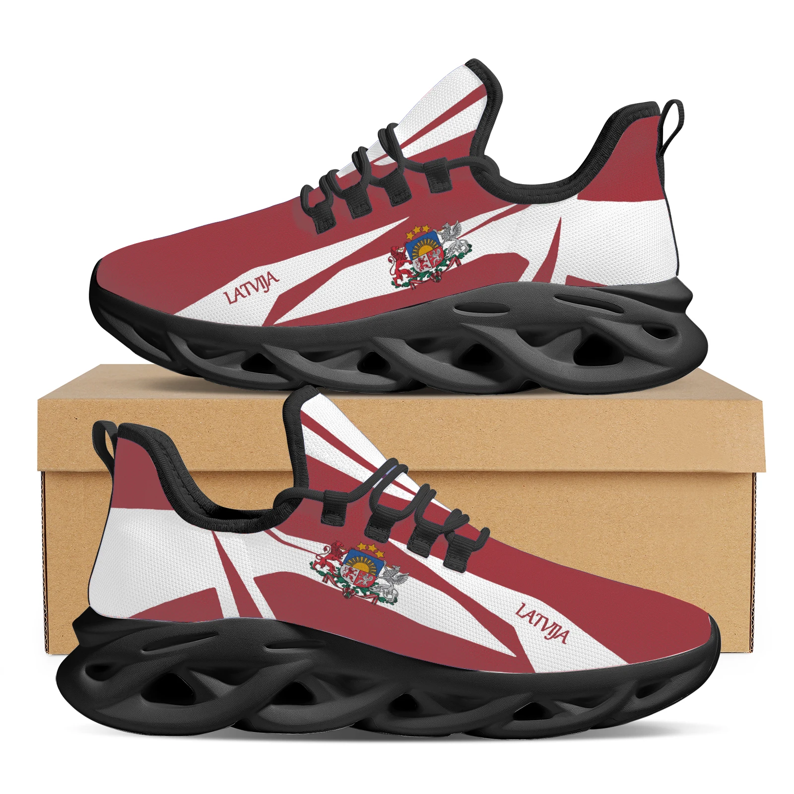 

Женские удобные кроссовки INSTANTARTS, Повседневная Уличная дышащая обувь для бега с национальным гербом Латвии и красным львом