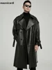 Mauroicardi Spring Autumn Long Black Crocodile Print Pu Leather Trench Coat Men Belt Double Breaste Runway European Fashion 2023 1
