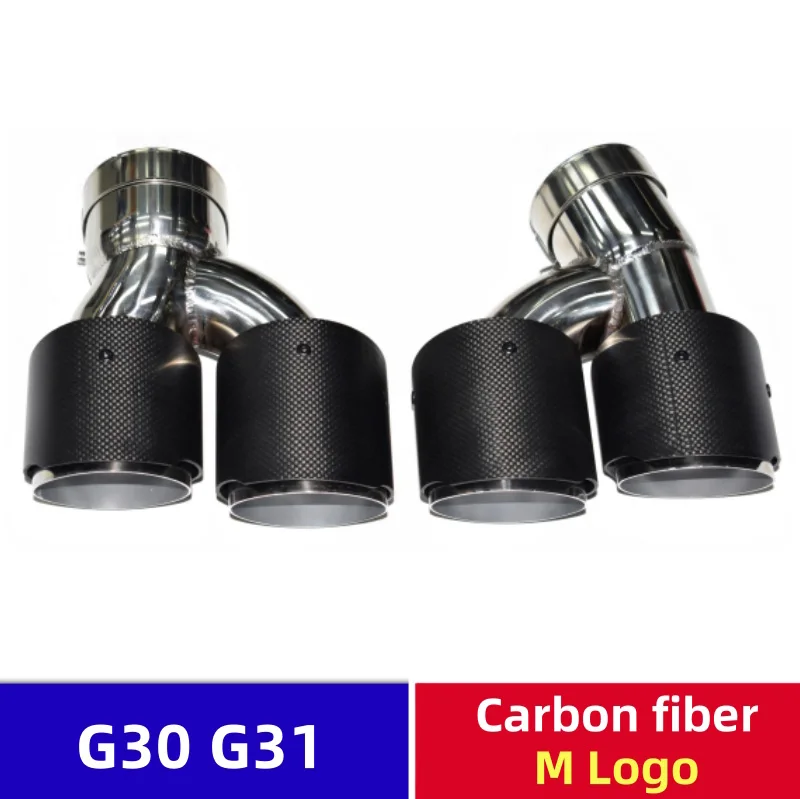 Terminali Scarico Per BMW Serie 5 G30/G31 (2018-2021) - Acciaio Inox Nero, Adesivo, Decorazione Esterna