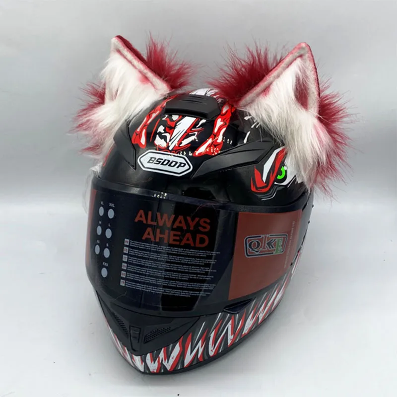 Décoration de casque électrique de moto, oreilles de loup stéréo 3D,  peluche pliable, accessoires de casque de Hurbike, autocollants de style  cosplay