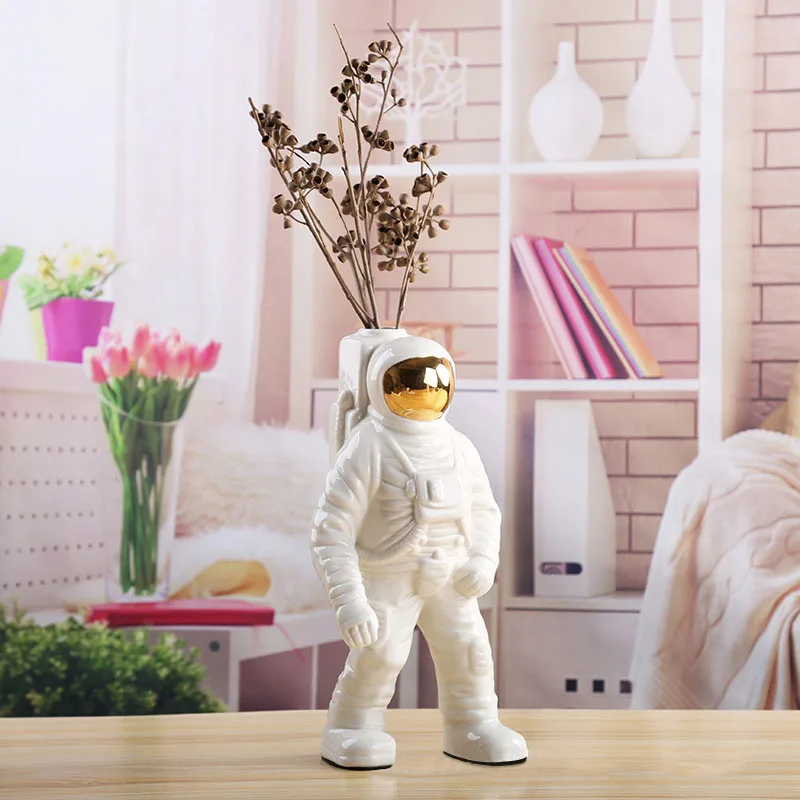 CAPIRON Porcelain Astronaut Vase Figurines Bookshelves Office Living Room Desktop Decor Interior Home Decoration Accessories 5